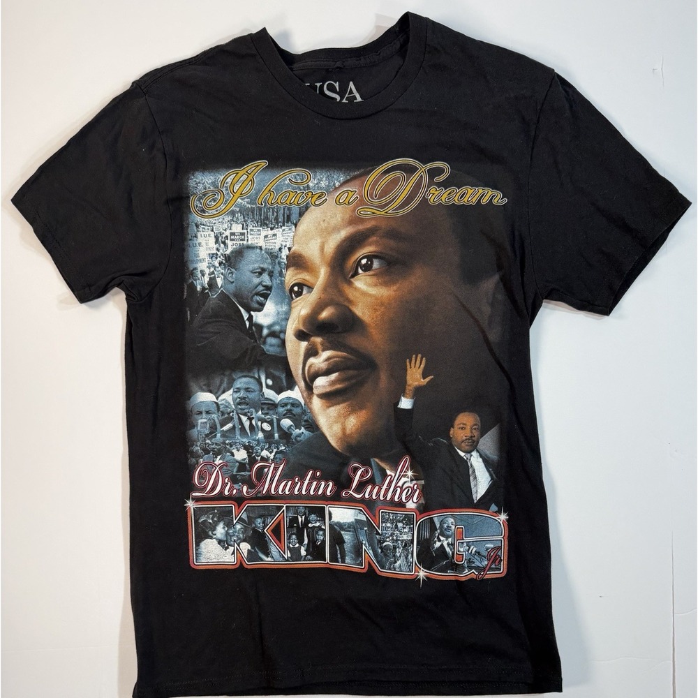 Martin Luther King Jr T Shirt I Have A Dream Graphic Double Sided Black Tee Med